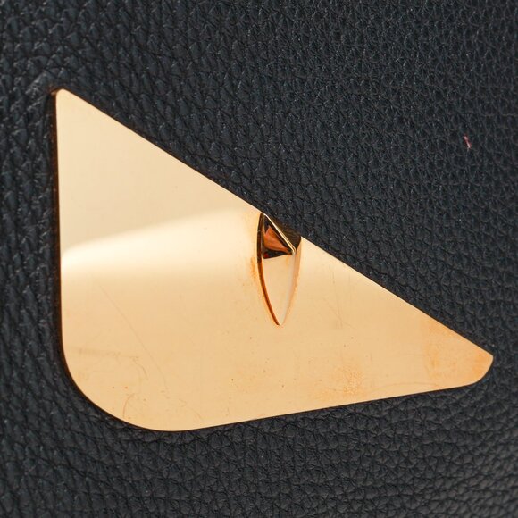 Fendi Monster Black Pebbled Leather Large Clutch - Picture 6 of 12